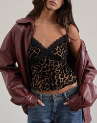Alcesta Top in Flock Mesh Rar Leopard