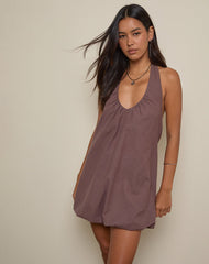 Alcinder Linen Mini Dress in Deep Taupe