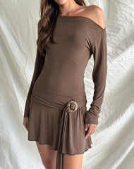 Aleida Belted Mini Dress in Cupro Mink