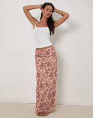 Alfreda Maxi Skirt in Neutral Floral Print