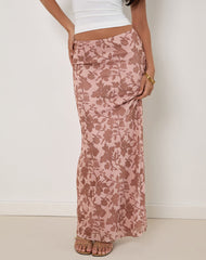 Alfreda Maxi Skirt in Neutral Floral Print