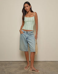 Aluca Cami Top in Broderie Flower Lace Mint