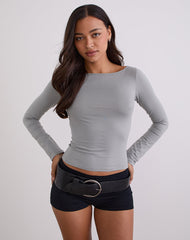 Amabon Long Sleeve Top in Grey