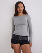 Amabon Long Sleeve Top in Grey