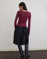 Amabon Long Sleeve Top in Burgundy