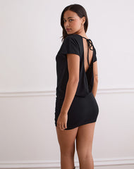 Amelina Backless Mini Dress in Black