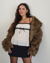 Ancika Cami Top in Textured Chiffon Ivory