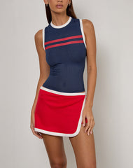 Monlo Top in Airtex Navy with Red Stripe