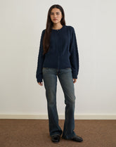 Anitra Cardigan in Cable Knit Navy