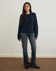 Anitra Cardigan in Cable Knit Navy