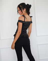 Anneli Frill Hem Top in Black