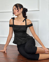 Anneli Frill Hem Top in Black