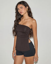 Aravie Ruched Bandeau Top in Chocolate Brown