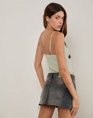 Arlina Cami Top in Zigzag Mesh Sage