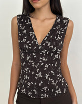 Asali Top in Flower Chiffon Brown