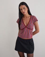 Asani Top in Stripe Maroon