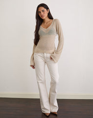 Ashla Top in Sheer Knit Beige