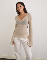 Ashla Top in Sheer Knit Beige