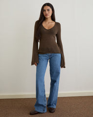 Ashla Top in Sheer Knit Dark Chocolate