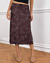 Atira Midi Skirt in Doodle Flower Flock Brown
