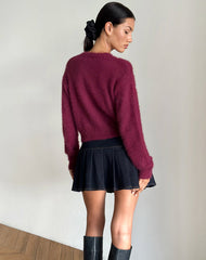 Audrina Cardigan in Fluffy Burgundy