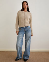 Audrina Cardigan in Fluffy Knit Beige