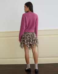 Audrina Cardigan in Fluffy Knit Grape