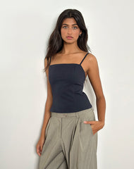 Aurei Scoop Back Top in Tailoring Navy