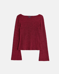 Aven Asymmetric Top in Textured Knit Red