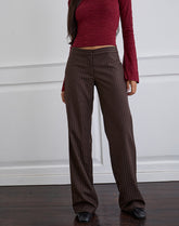 Ganta Slim Trouser in Stripe Chocolate Brown