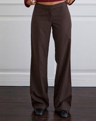 Ganta Slim Trouser in Stripe Chocolate Brown
