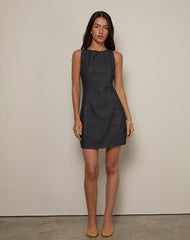 Ayana Backless Mini Dress in Chambray Dark Indigo