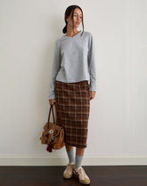 Badria Midi Skirt in Tartan Brown Red