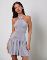 Belasar Mini Dress in Cupro Lilac Grey