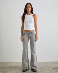 Bell Bottom Low Rise Flare Jeans in Bleached Grey