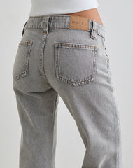 Bell Bottom Low Rise Flare Jeans in Bleached Grey