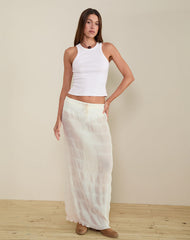 Bente Unlined Maxi Skirt in Chiffon Plisse Ivory