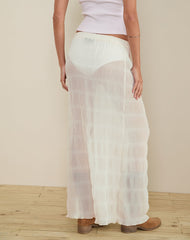 Bente Unlined Maxi Skirt in Chiffon Plisse Ivory