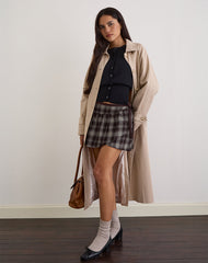 Billa Wrap Mini Skirt in Grey Check