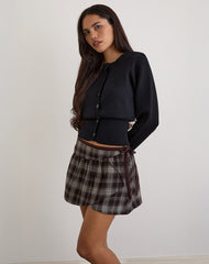 Billa Wrap Mini Skirt in Grey Check