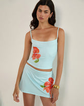 Boril Cami Top in Mono Flower Blue and Orange