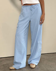 Bruna Cargo Trouser in Blue Stripe