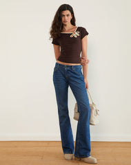 Bunga Flower Cut Out Top in Bitter Chocolate with Lemon Binding