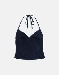 Caira Chambray Halter Top in Indigo