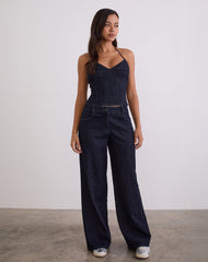 Caira Chambray Halter Top in Indigo