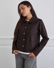 Calva Boxy Jacket in Chocolate Brown