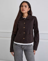 Calva Boxy Jacket in Chocolate Brown