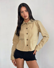 Calva Boxy Jacket in Tan