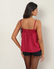 Camden Longline Cami Top in Satin Red