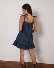 Carlisle Mini Dress in Chambray Indigo